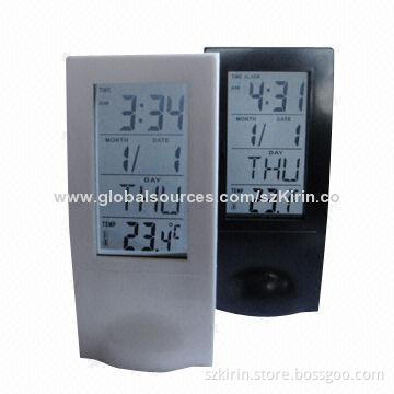 Digital display clock, temperature/minute/hour/day/date/month/year display